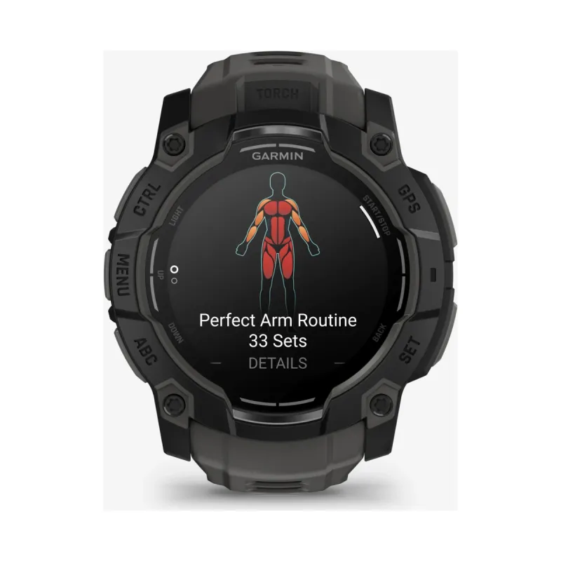 Garmin Instinct® 3 AMOLED 010-03020-00 - 50 mm Schwarz mit Silikon-Wechselarmband 26 mm Kohle